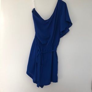 One shoulder blue romper!